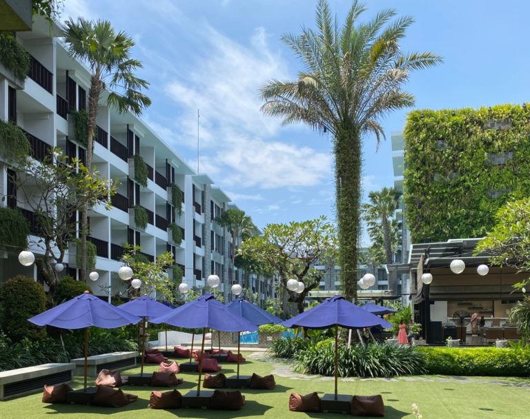 Outdoor seating at Courtyard Seminyak Resort, Bali