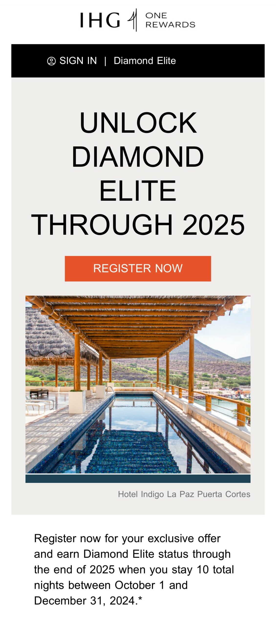 Diamond Elite promo email screenshot